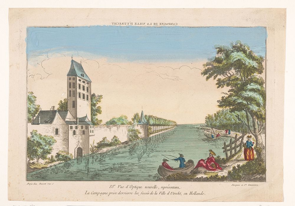 Gezicht op het platteland in de omgeving van de stad Utrecht (1700 - 1799) by Basset and anonymous