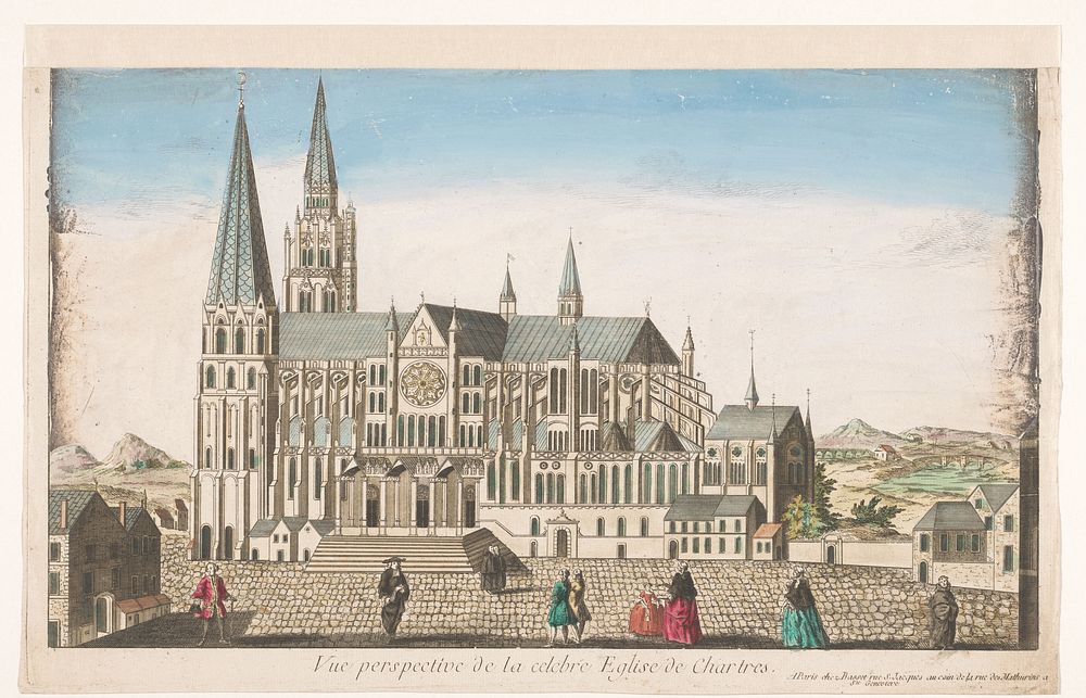 Gezicht op de Kathedraal van Chartres (1700 - 1799) by Basset and anonymous