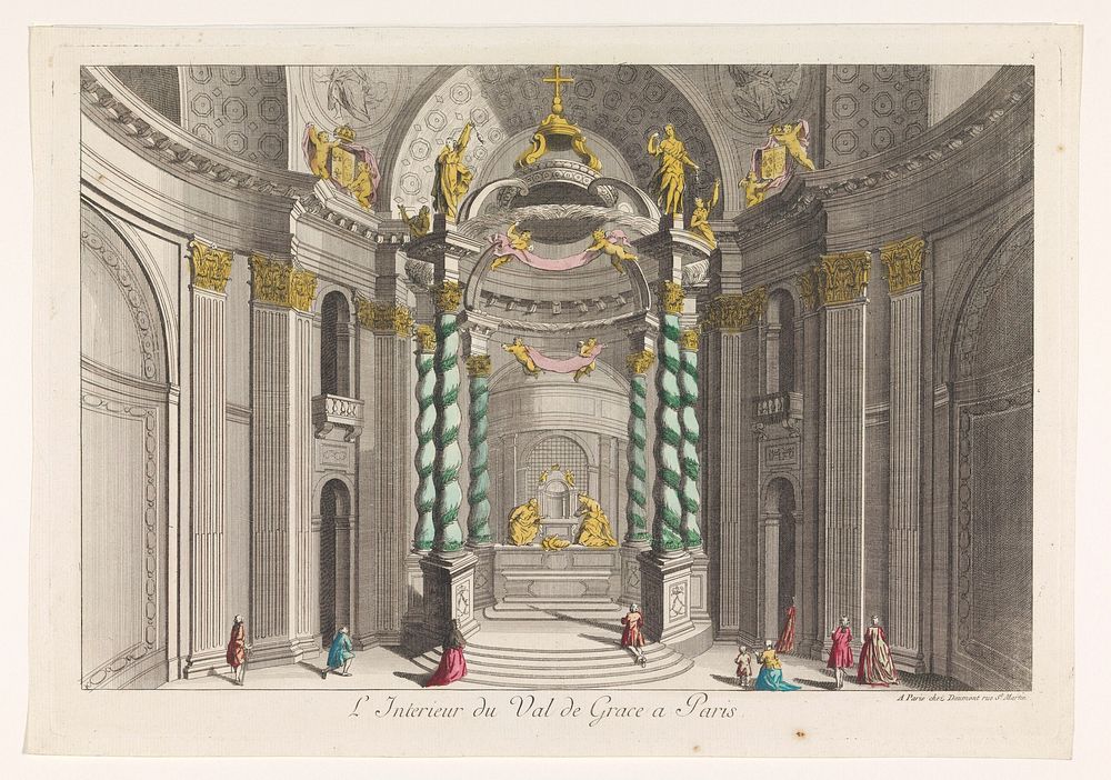 Gezicht op het interieur van de kerk Val-de-Grâce te Parijs (1745 - 1775) by Jean François Daumont and anonymous