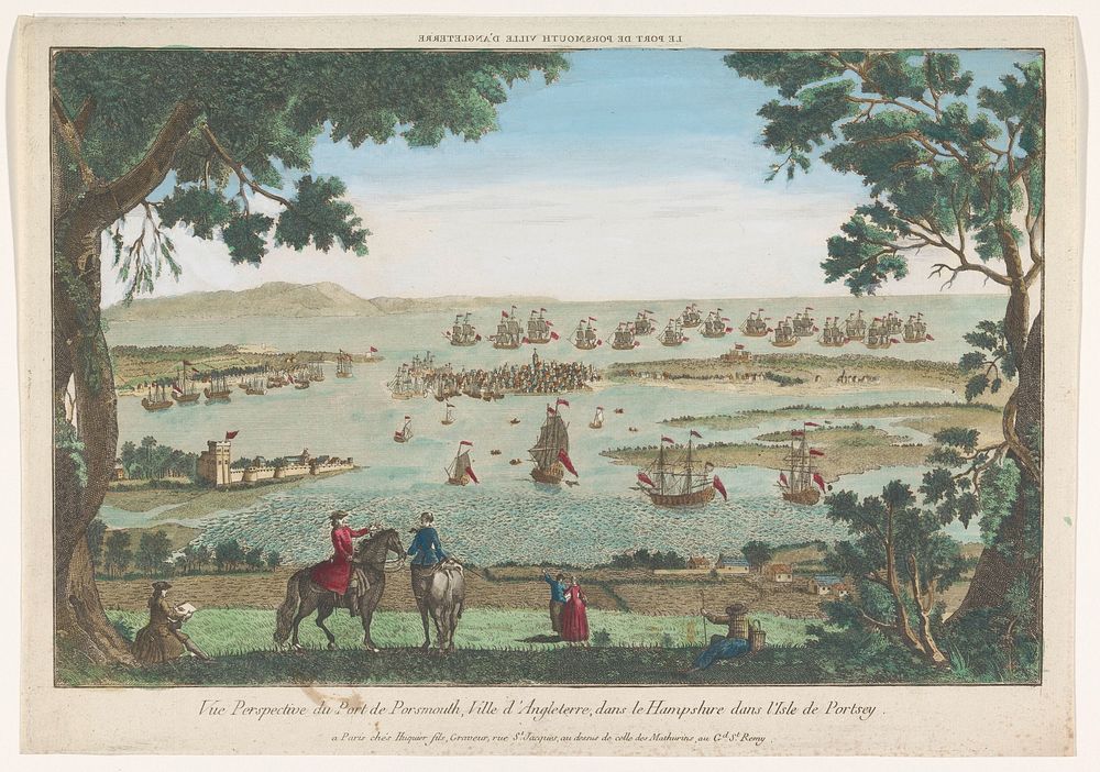 Gezicht op de haven te Portsmouth (1735 - 1805) by Jacques Gabriel Huquier and anonymous