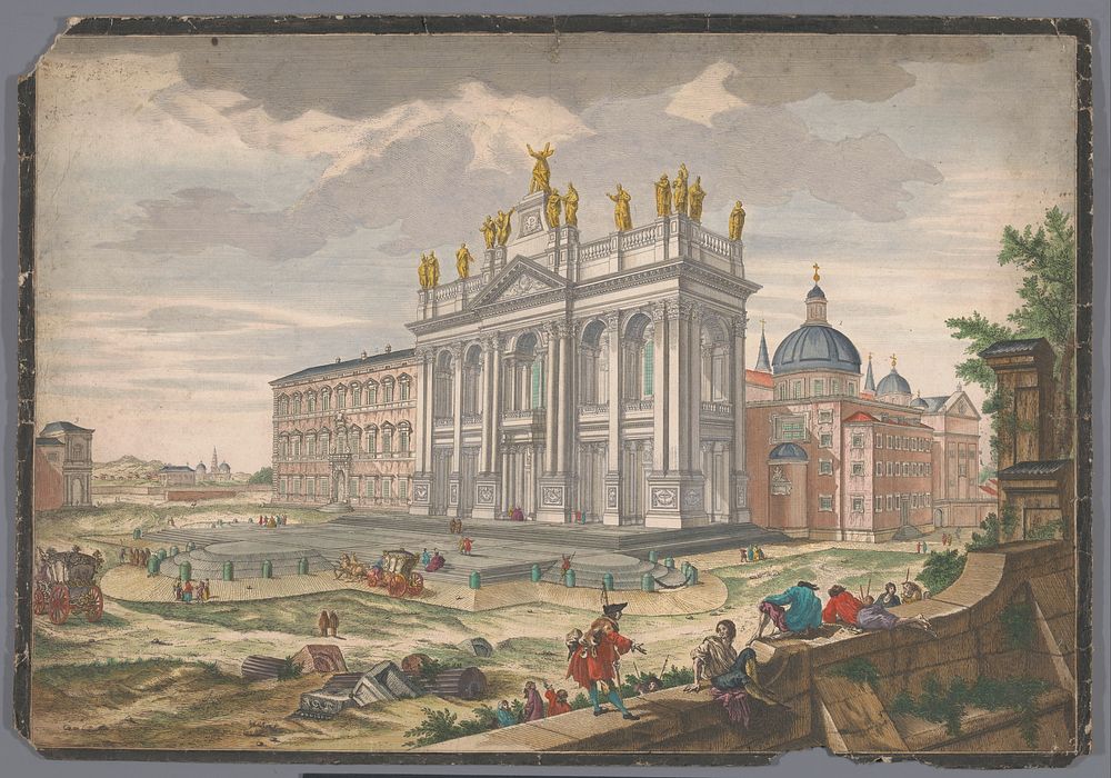 Gezicht op de kerk Sint-Jan van Lateranen te Rome (1700 - 1799) by anonymous, anonymous and Giovanni Battista Piranesi