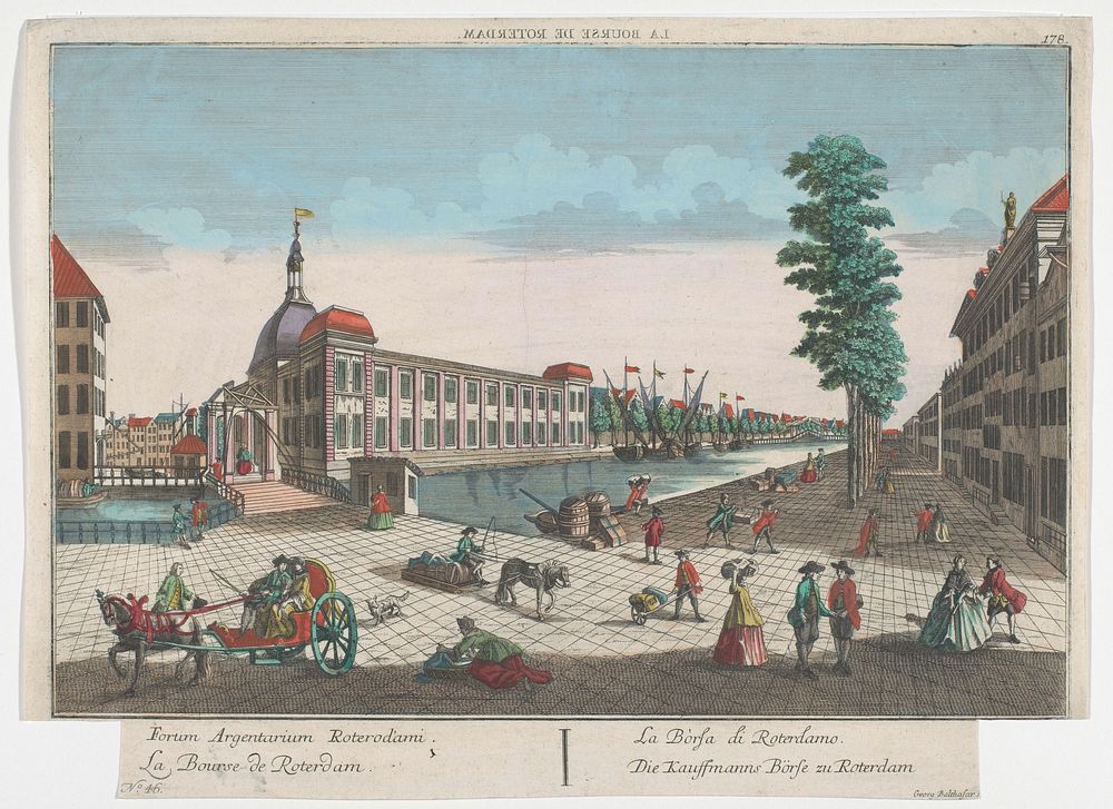Gezicht op de Beurs te Rotterdam (1742 - 1801) by Georg Balthasar Probst and anonymous