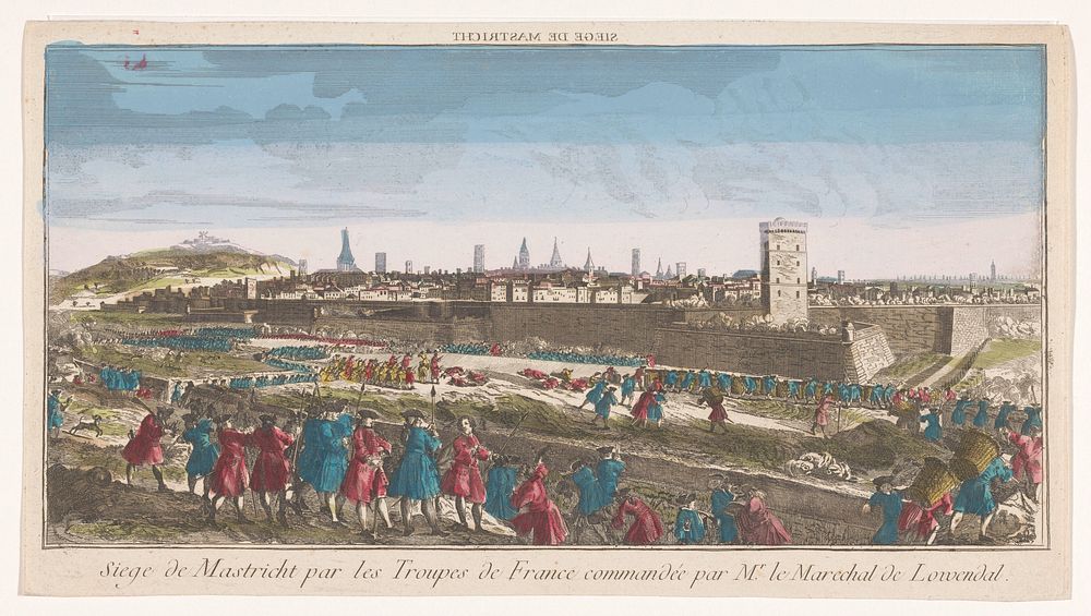Gezicht op het beleg van Maastricht door de Fransen in 1748 (1748 - 1799) by anonymous and anonymous