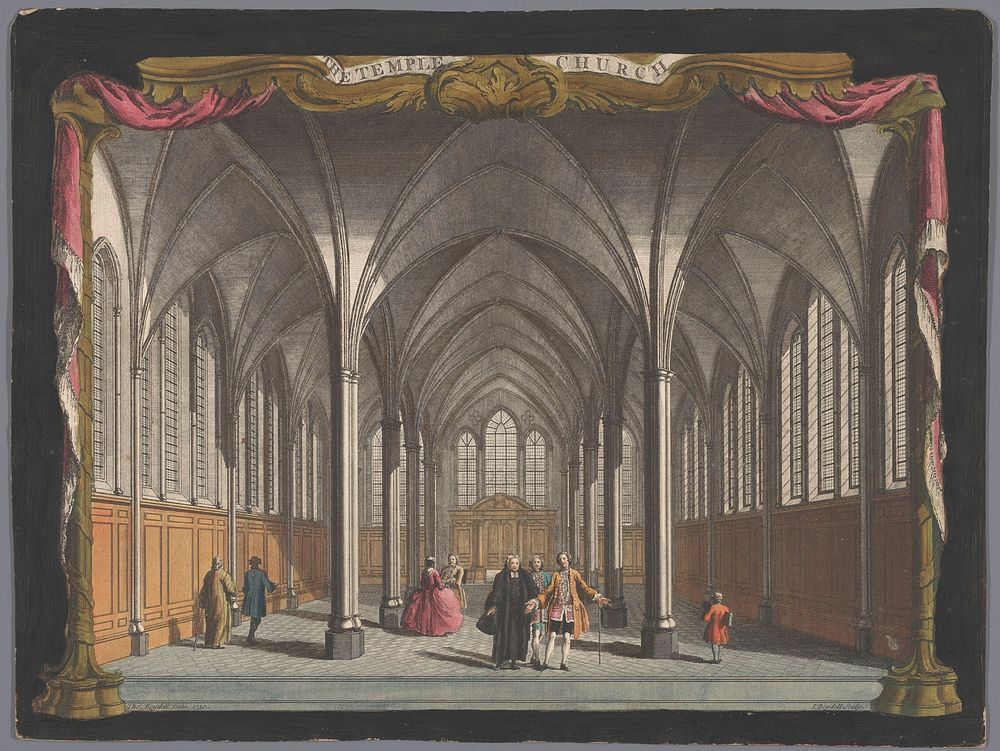Gezicht op het interieur van de Temple Church te Londen (1750) by John Boydell and anonymous