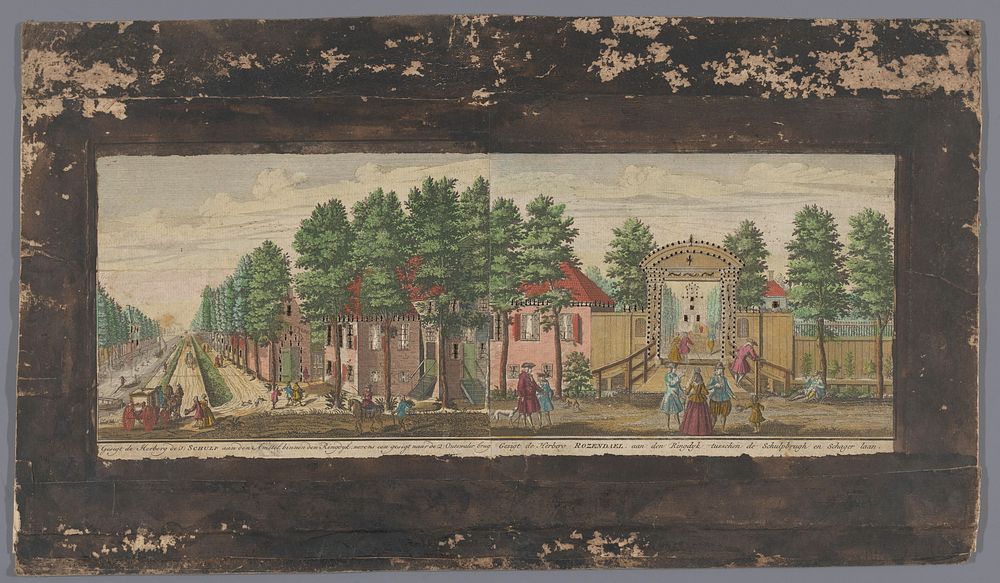 Gezicht op de herberg De Schulp en de herberg Rozendael aan de Ringdijk te Amsterdam (1700 - 1799) by anonymous and anonymous
