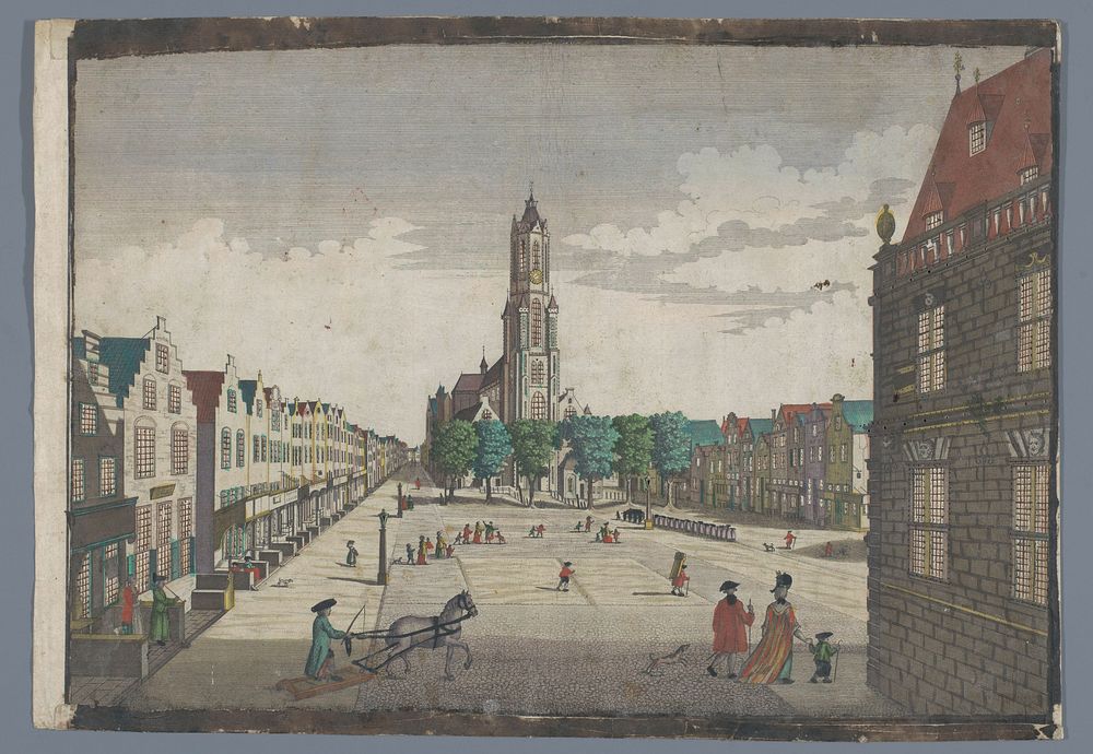 Gezicht op de Nieuwe Kerk te Delft (1742 - 1801) by Georg Balthasar Probst, Balthasar Friedrich Leizel and Isaac van Haastert