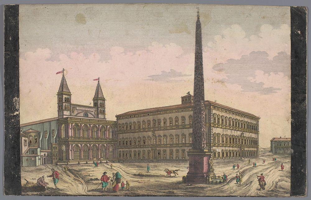 Gezicht op de Piazza di San Giovanni in Laterano te Rome (1755 - 1779) by Kaiserlich Franziskische Akademie and Jozef II…