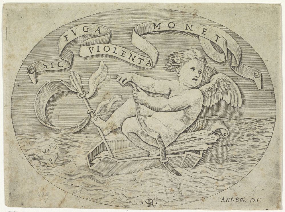 Amor ontsnapt over zee (1517 - 1562) by anonymous, Marco Dente and Antonio Salamanca