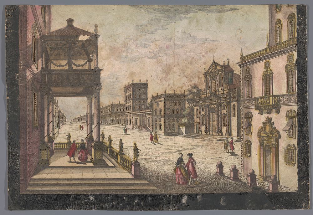 Gezicht op het paleis van de onderkoning van Napels te Napels (1700 - 1799) by anonymous and anonymous
