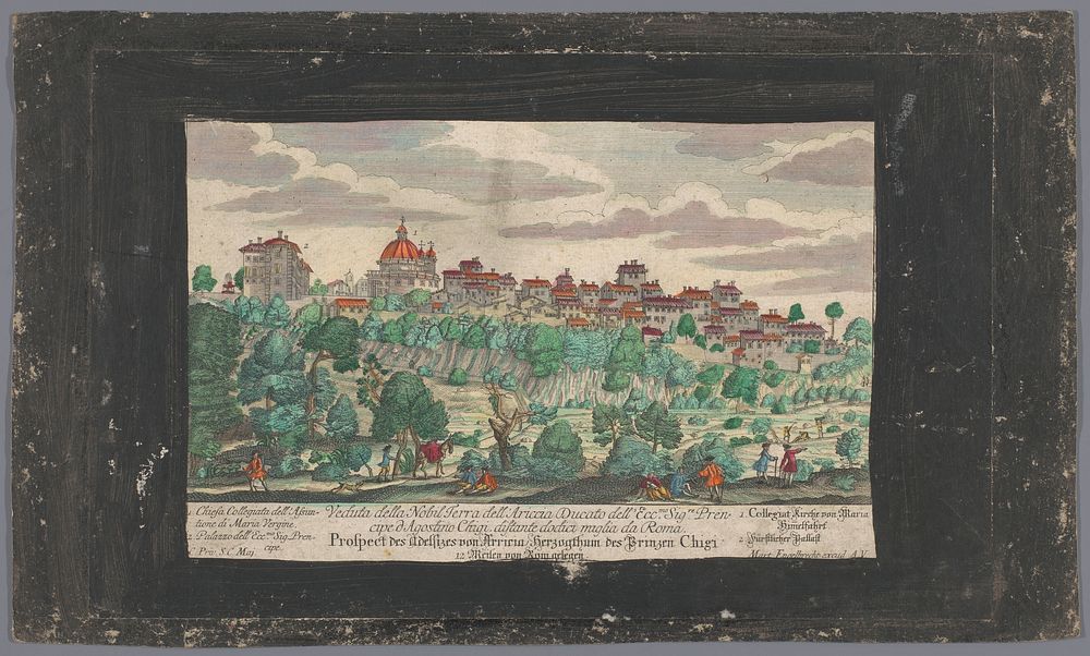 Gezicht op de stad Ariccia (1708 - 1756) by Martin Engelbrecht, anonymous and Jozef II Duits keizer