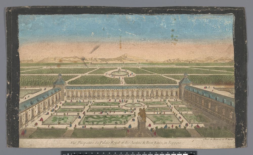 Gezicht op de tuin en het Palacio del Buen Retiro te Madrid (1745 - 1775) by Jean François Daumont and anonymous