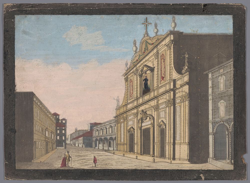 Gezicht op de Kathedraal van Bologna (1700 - 1799) by anonymous and anonymous