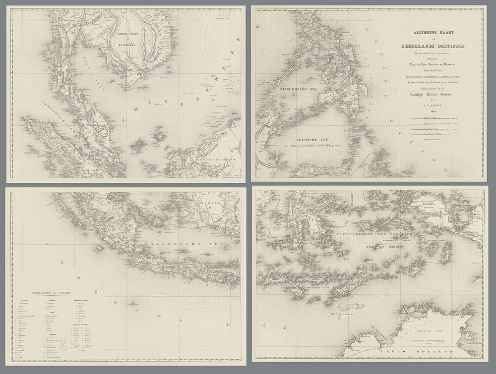 Kaart van Nederlands-Oost-Indië, deel rechtsboven (1847) by Franciscus Josephus Ensinck, W Beyerinck, J M Bruyn and J F W A…