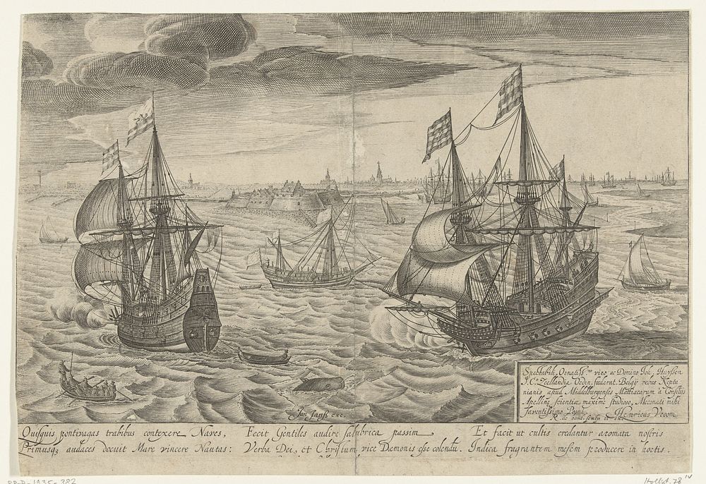 Marine met gezicht op het fort van Rammekens (1591 - 1659) by Robert de Baudous, Hendrick Cornelisz Vroom, Robert de Baudous…