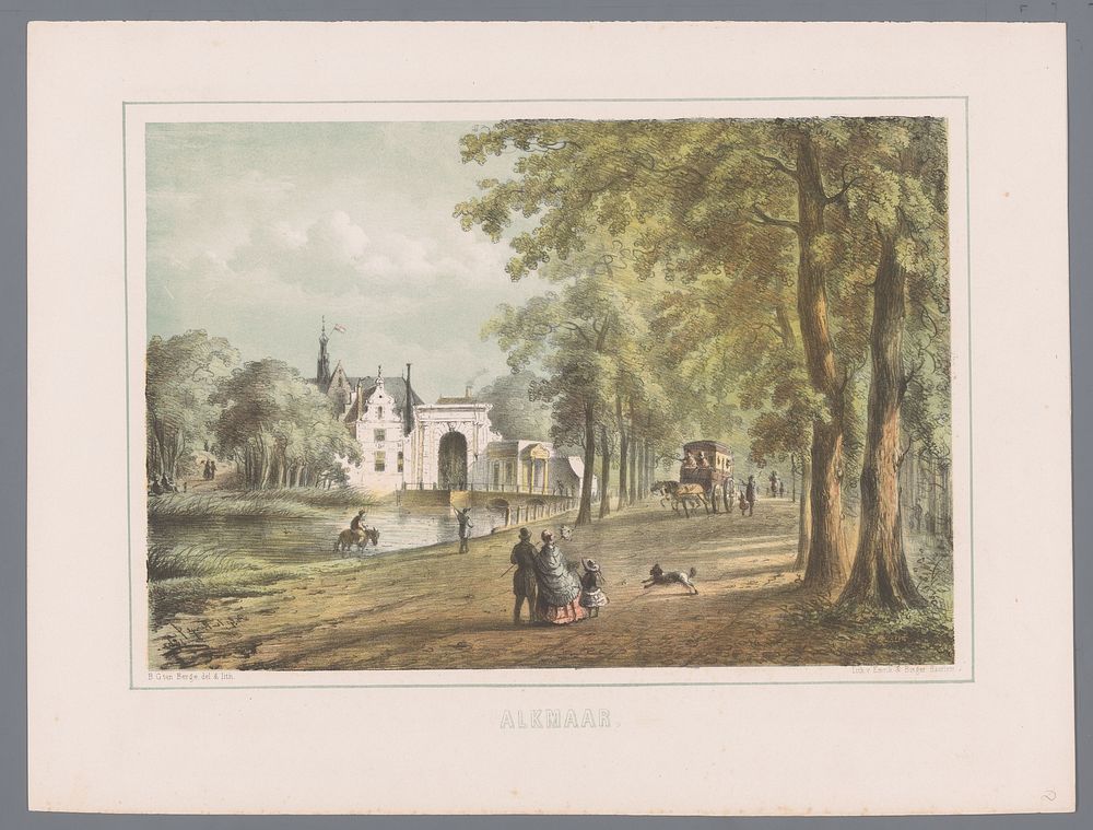Stadsgezicht te Alkmaar (1862 - 1875) by Bernardus Gerardus ten Berge, Bernardus Gerardus ten Berge and Emrik and Binger