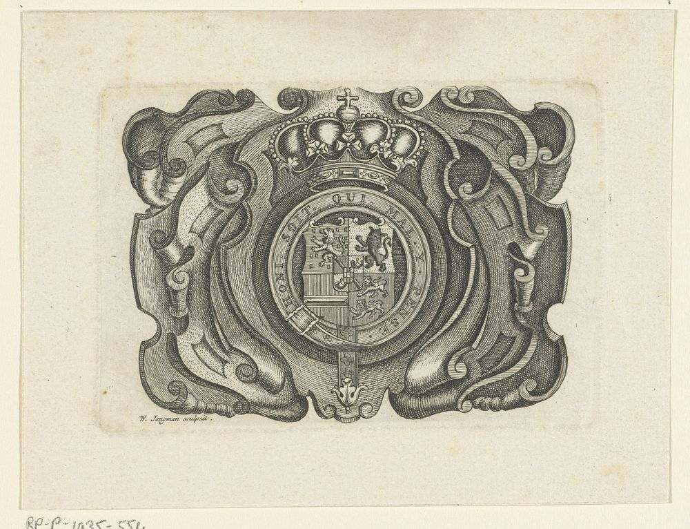 Ornament met het wapen van de Orde van de Kousenband (1712 - 1744) by Wouter Jongman