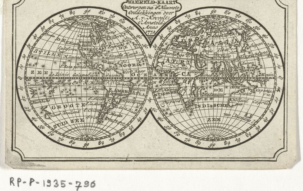 Wereldkaart (1772) by Abraham van Krevelt