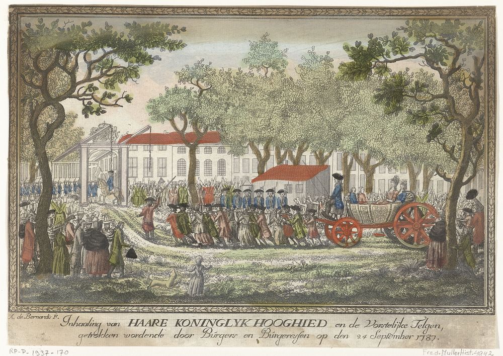 Intocht van Wilhelmina van Pruisen en haar kinderen in Den Haag, 1787 (1787 - 1789) by Andrea de Bernardis
