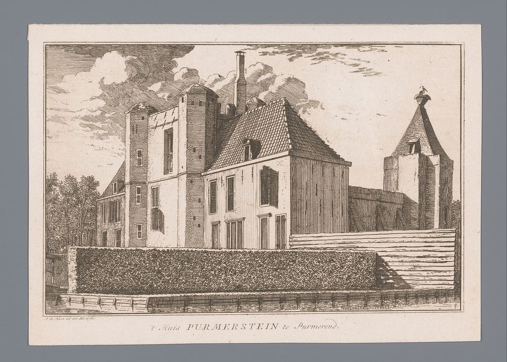 Gezicht op kasteel Purmerstein (1733) by Abraham de Haen II and Abraham de Haen II