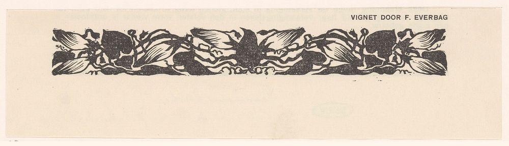 Reproductie van: Rechthoekige band met klimplant met bloemknoppen (1922) by anonymous and Frans Everbag