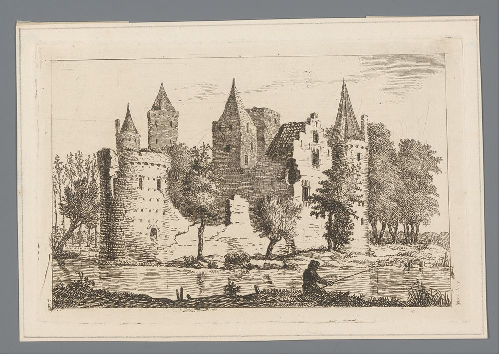 Ruïne van kasteel De Haar in Haarzuilens (1790) by Anthonie van den Bos and Anthonie van den Bos