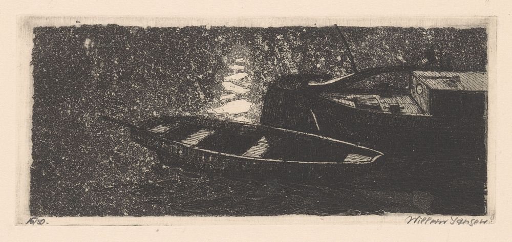 Achtersteven en roeiboot (1902 - 1931) by Willem Jansen graveur