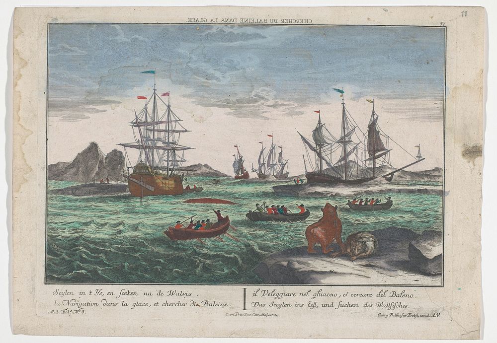 Gezicht op het zoeken naar de walvissen (1742 - 1801) by Georg Balthasar Probst, anonymous, Adolf van der Laan, Sieuwert van…