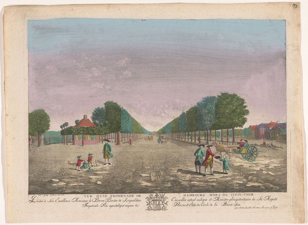 Gezicht op een laan in de omgeving van de Steintor te Hamburg (1785) by anonymous, Jacques de Foisse, Jacques de Foisse and…