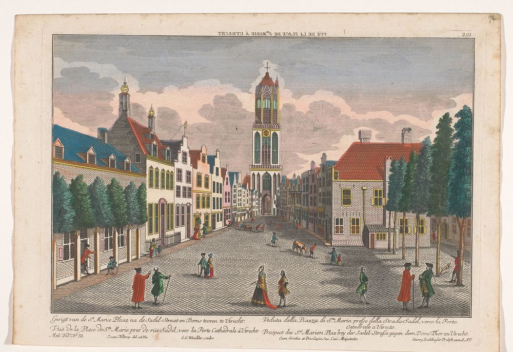 Gezicht op de Mariaplaats te Utrecht (1742 - 1801) by Georg Balthasar Probst, Georg Gottfried Winckler, Johannes van Hiltrop…