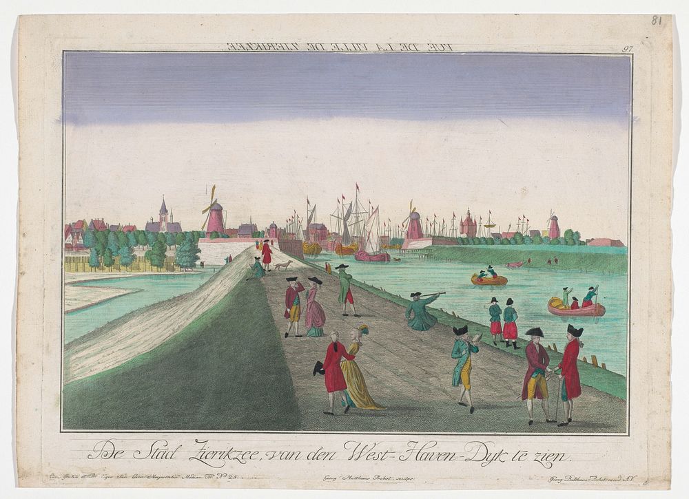 Gezicht op de stad en de West Havendijk te Zierikzee (1742 - 1801) by Georg Balthasar Probst, Georg Mathäus Probst and Jozef…