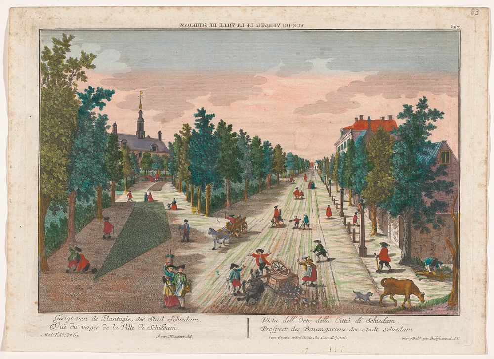 Gezicht op een park te Schiedam (1742 - 1801) by Georg Balthasar Probst, anonymous, Isaac van Haastert and Jozef II Duits…