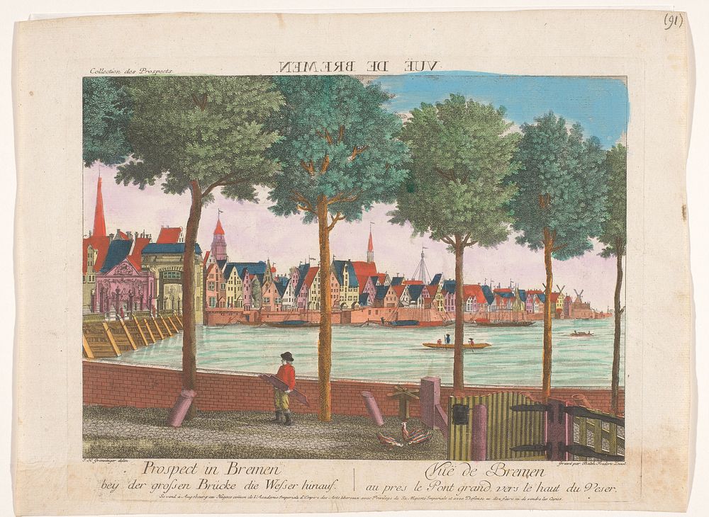 Gezicht op de stad Bremen (1755 - 1779) by Kaiserlich Franziskische Akademie, Johann Friedrich Leizelt, J H Grönninger and…