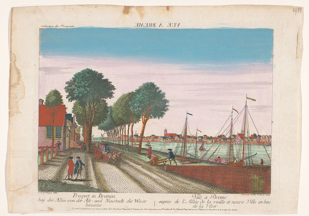 Gezicht op de stad Bremen gezien vanaf de zuidzijde (1755 - 1779) by Kaiserlich Franziskische Akademie, Johann Friedrich…