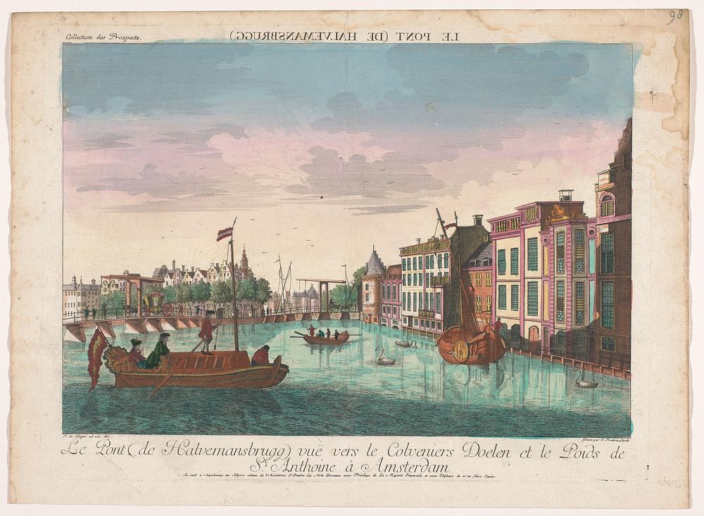 Gezicht op de Halvemaansbrug over de Amstel te Amsterdam (1755 - 1779) by Kaiserlich Franziskische Akademie, Johann…