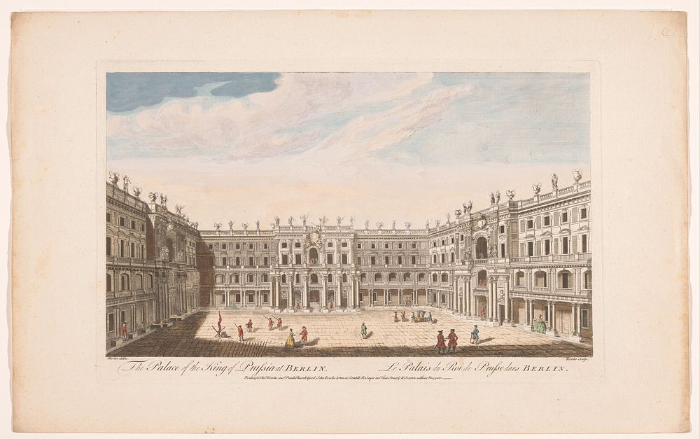 Gezicht op het Berliner Stadtschloss te Berlijn (1754 - 1755) by Robert Sayer, Henry Overton II, Thomas Bowles II, John and…
