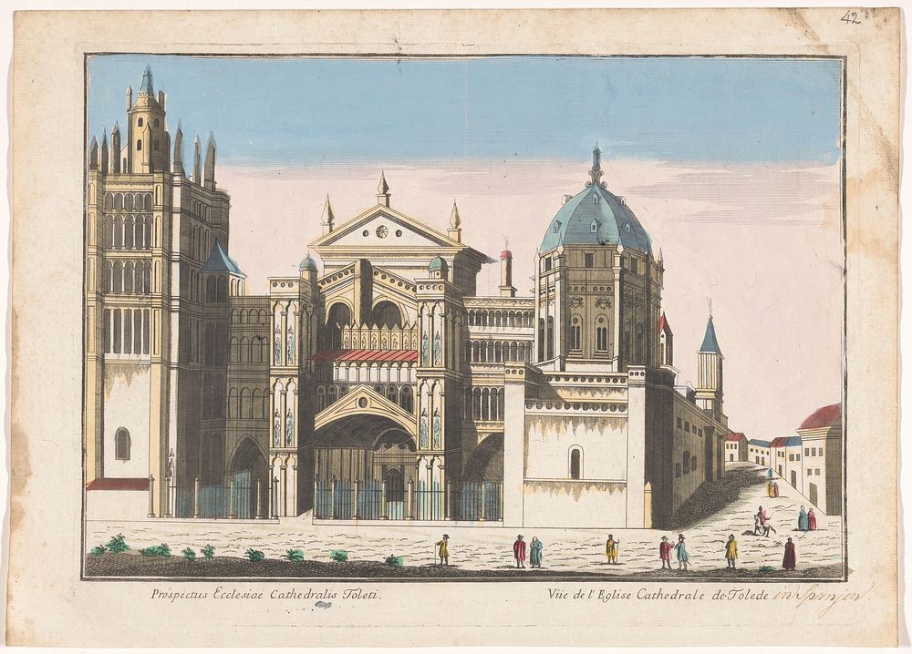 Gezicht op de Kathedraal van Toledo (1700 - 1799) by anonymous and anonymous