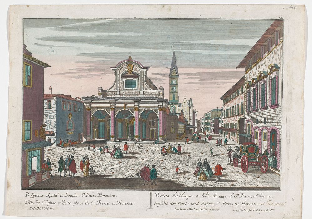 Gezicht op de kerk en het plein San Pier Maggiore te Florence (1742 - 1801) by Georg Balthasar Probst, anonymous, Pietro…