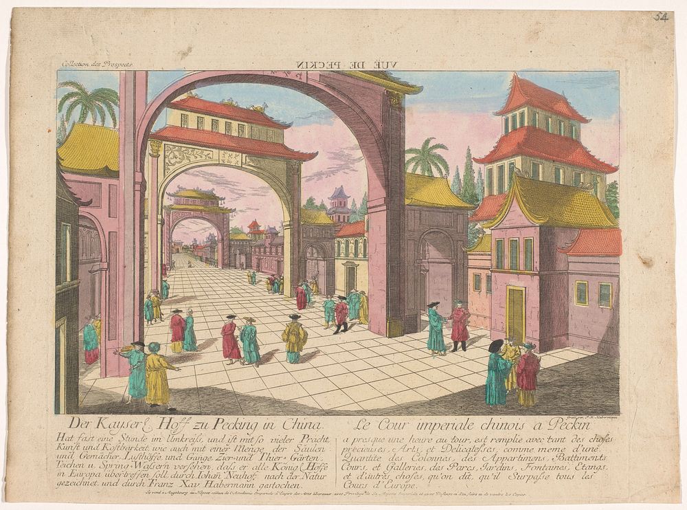 Gezicht op het keizerlijke hof te Peking (1755 - 1779) by Kaiserlich Franziskische Akademie, Franz Xaver Habermann, Johan…