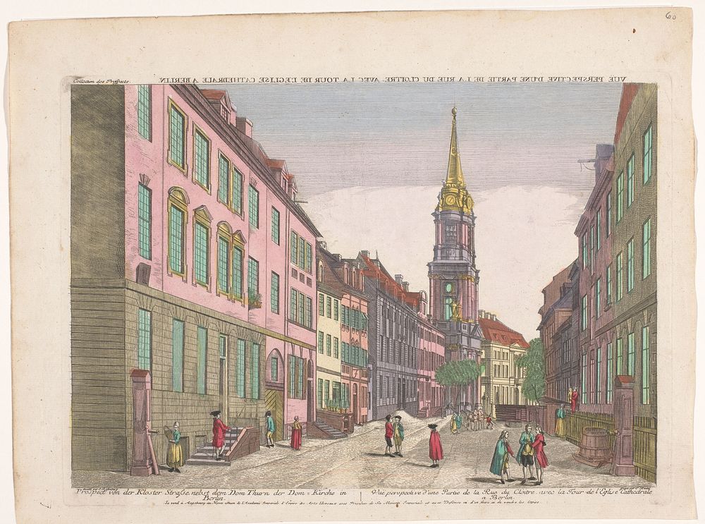 Gezicht op de Klosterstraße en de Parochialkirche te Berlijn (1755 - 1779) by Kaiserlich Franziskische Akademie, J Riedel…