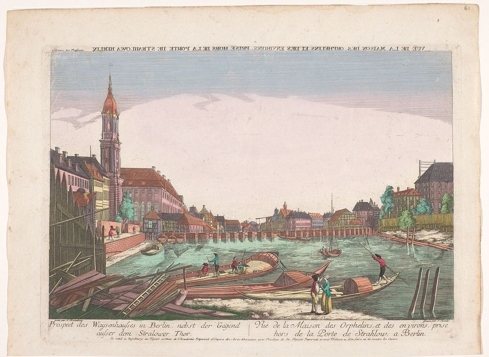 Gezicht op het weeshuis en de Stralauer Tor aan de rivier de Spree te Berlijn (1755 - 1779) by Kaiserlich Franziskische…