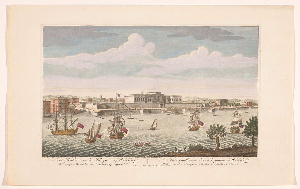 Gezicht op Fort William te Calcutta (1754) by Robert Sayer, anonymous and I van Ryne