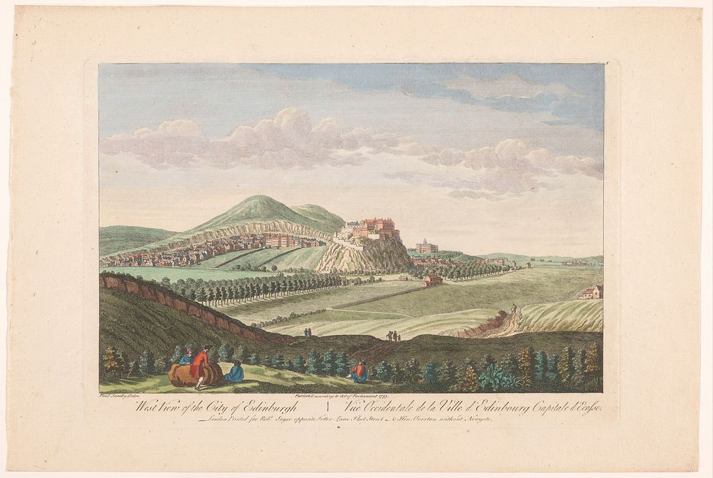 Gezicht op de stad Edinburgh (1753) by Robert Sayer, Henry Overton II, Paul Sandby and Paul Sandby