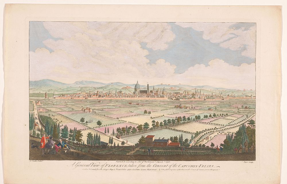 Gezicht op de stad Florence (1750) by Robert Sayer, John Boydell, Fabr Parr and Giuseppe Zocchi
