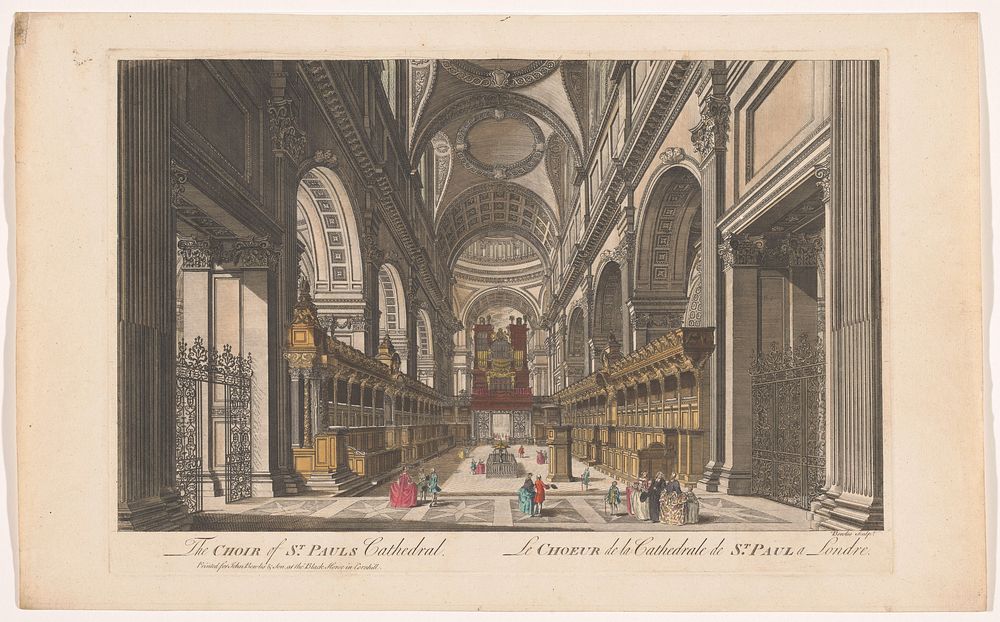 Gezicht op het koor van Saint Paul's Cathedral te Londen (in or after 1752 - 1766) by John and Carington Bowles and Thomas…