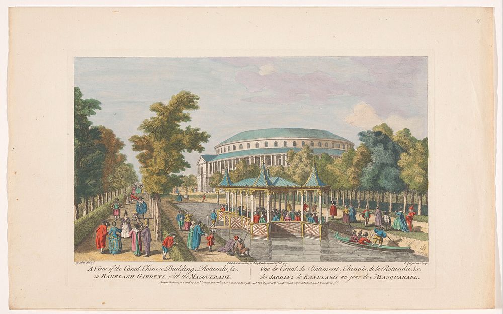 Gezicht op de Rotunda en het Chinese paviljoen op het kanaal in Ranelagh Gardens te Londen met een gemaskerd bal (1752) by…