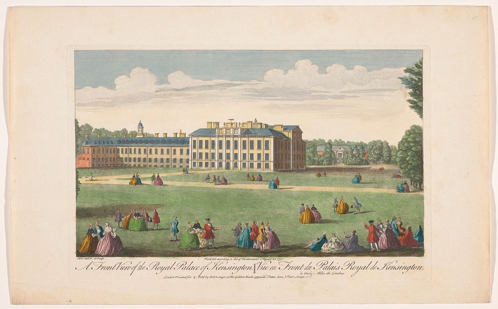 Gezicht op Kensington Palace te Londen (1751) by Robert Sayer, Fabr Parr and Fabr Parr