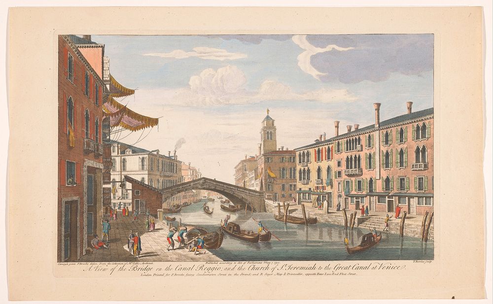 Gezicht op de Ponte delle Guglie over de Canale di Cannaregio te Venetië (1750) by Robert Sayer, P Brookes, Thomas Bowles…