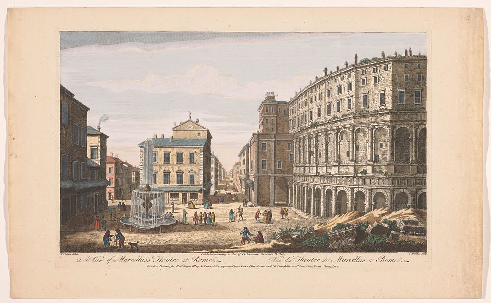 Gezicht op het Theater van Marcellus te Rome (1750) by Robert Sayer, Monogrammist I G, Thomas Bowles II and Giovanni…