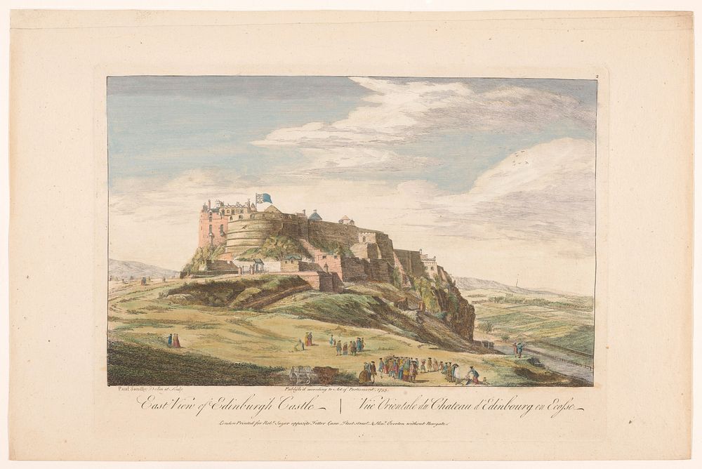 Gezicht op Edinburgh Castle (1753) by Robert Sayer, Henry Overton II, Paul Sandby and Paul Sandby