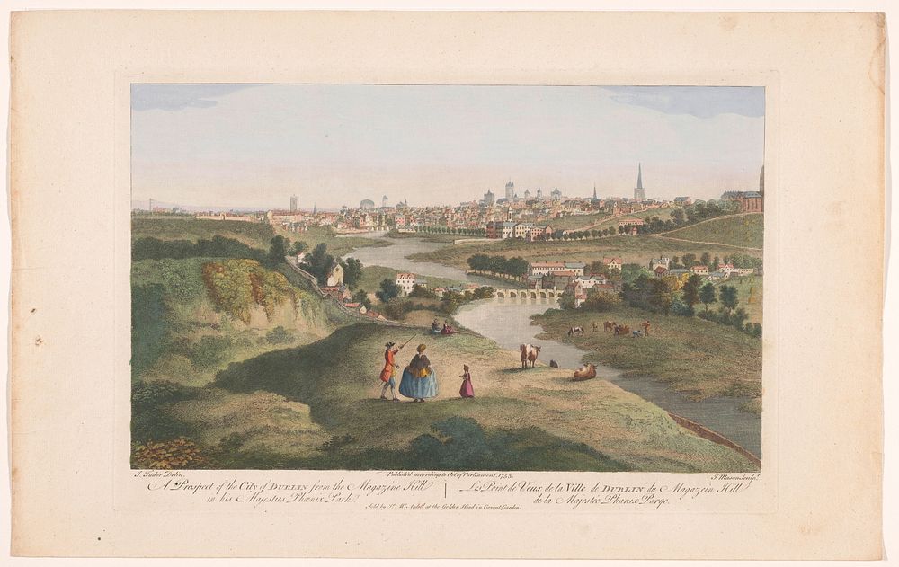 Gezicht op de stad Dublin gezien vanaf Phoenix Park (1753) by Robert Sayer, James McArdell, James Mason and Joseph Tudor